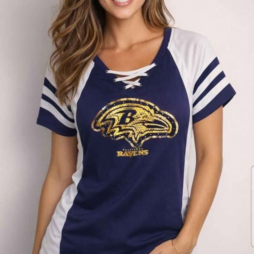 Women’s Purple Baltimore Ravens Shortsleeve Majestic jersey sz large